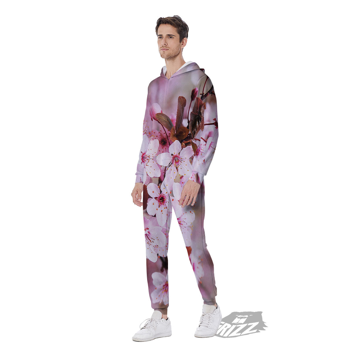 Cherry Blossom Sakura Print Men's Jumpsuit-grizzshop