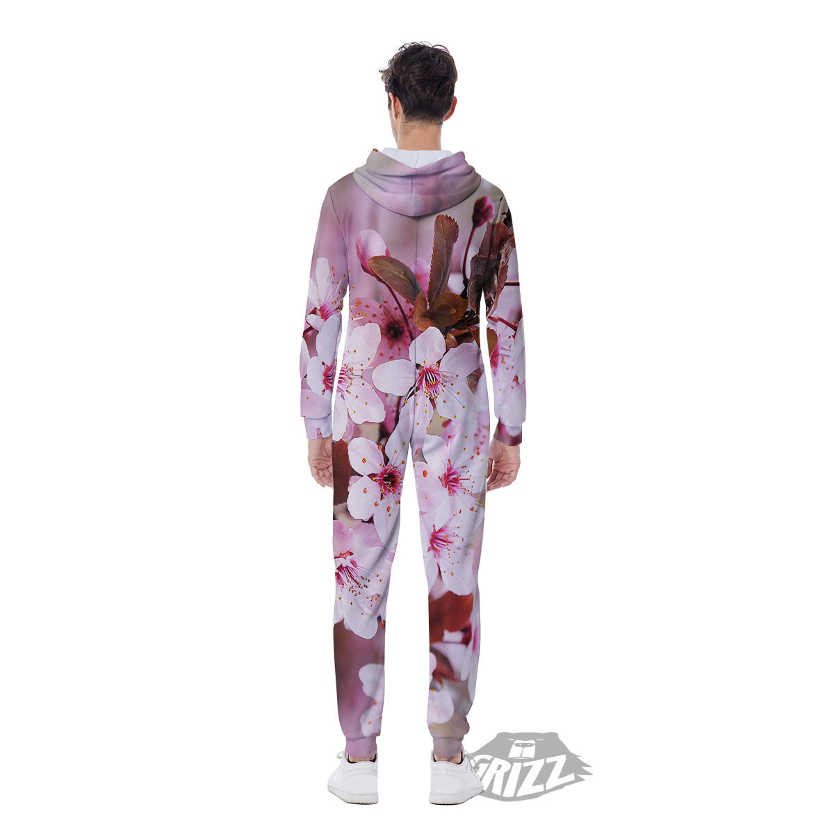 Cherry Blossom Sakura Print Men's Jumpsuit-grizzshop