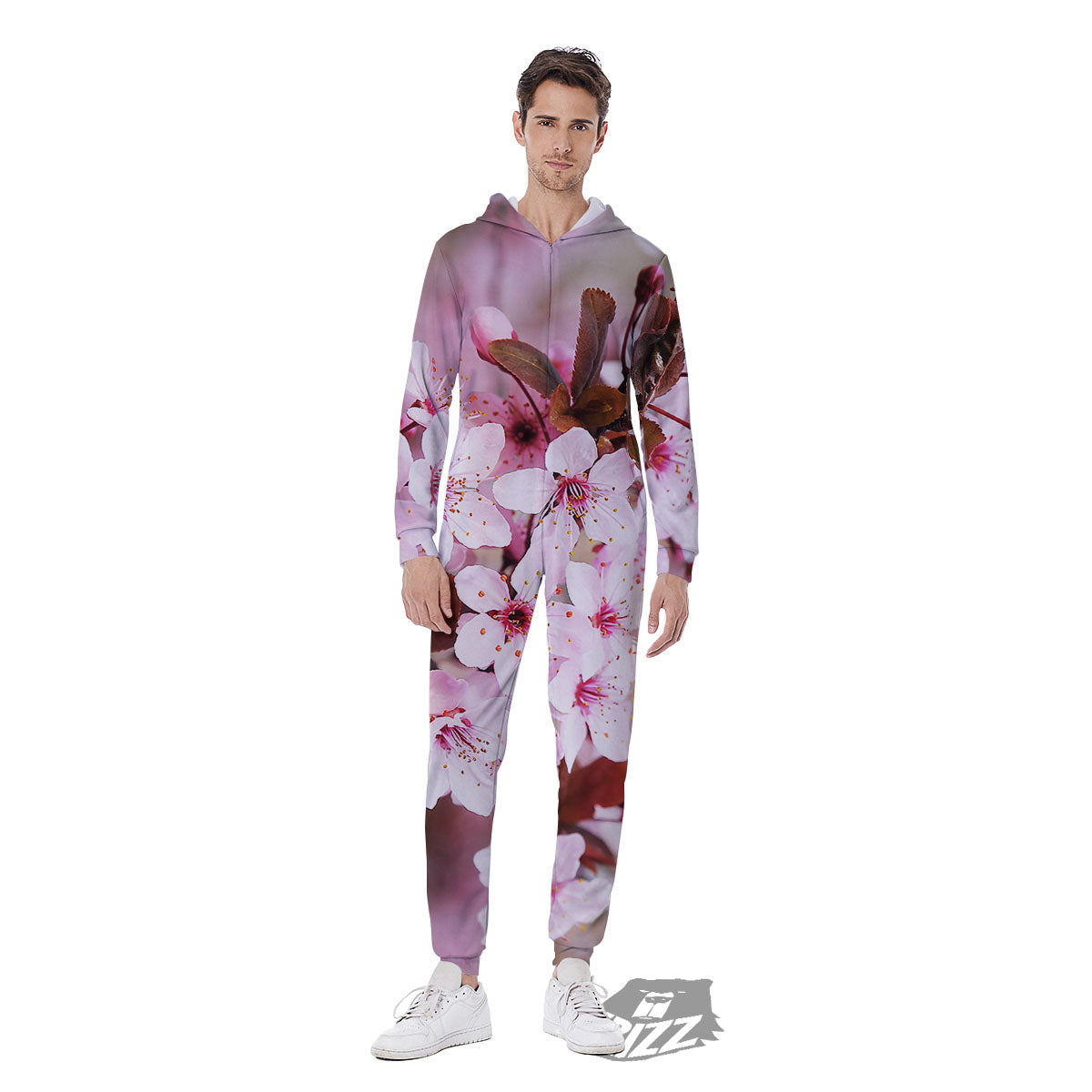 Cherry Blossom Sakura Print Men's Jumpsuit-grizzshop