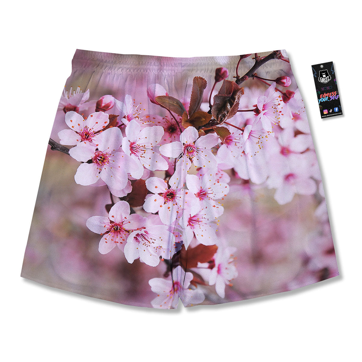 Cherry Blossom Sakura Print Men's Running Shorts-grizzshop