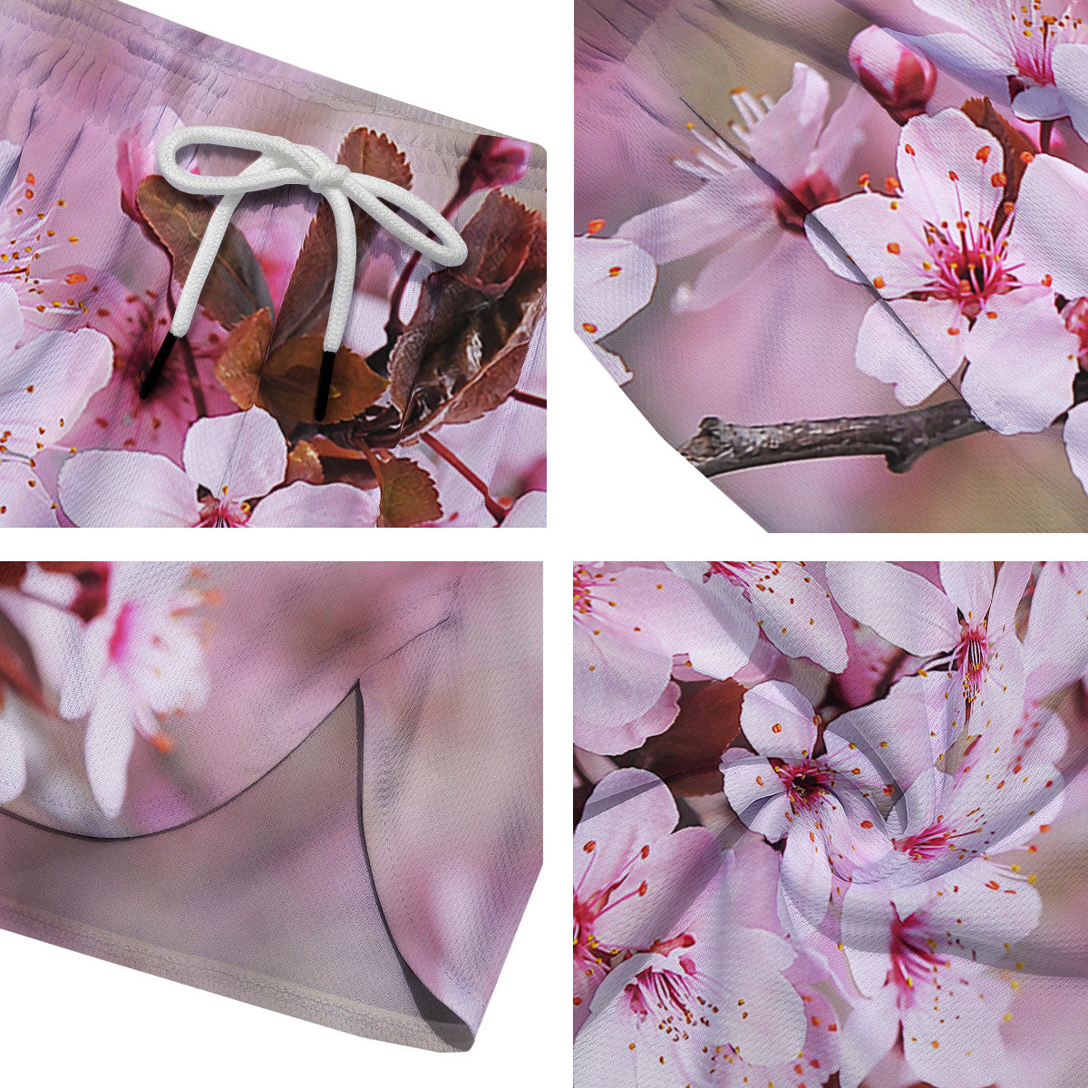 Cherry Blossom Sakura Print Men's Running Shorts-grizzshop