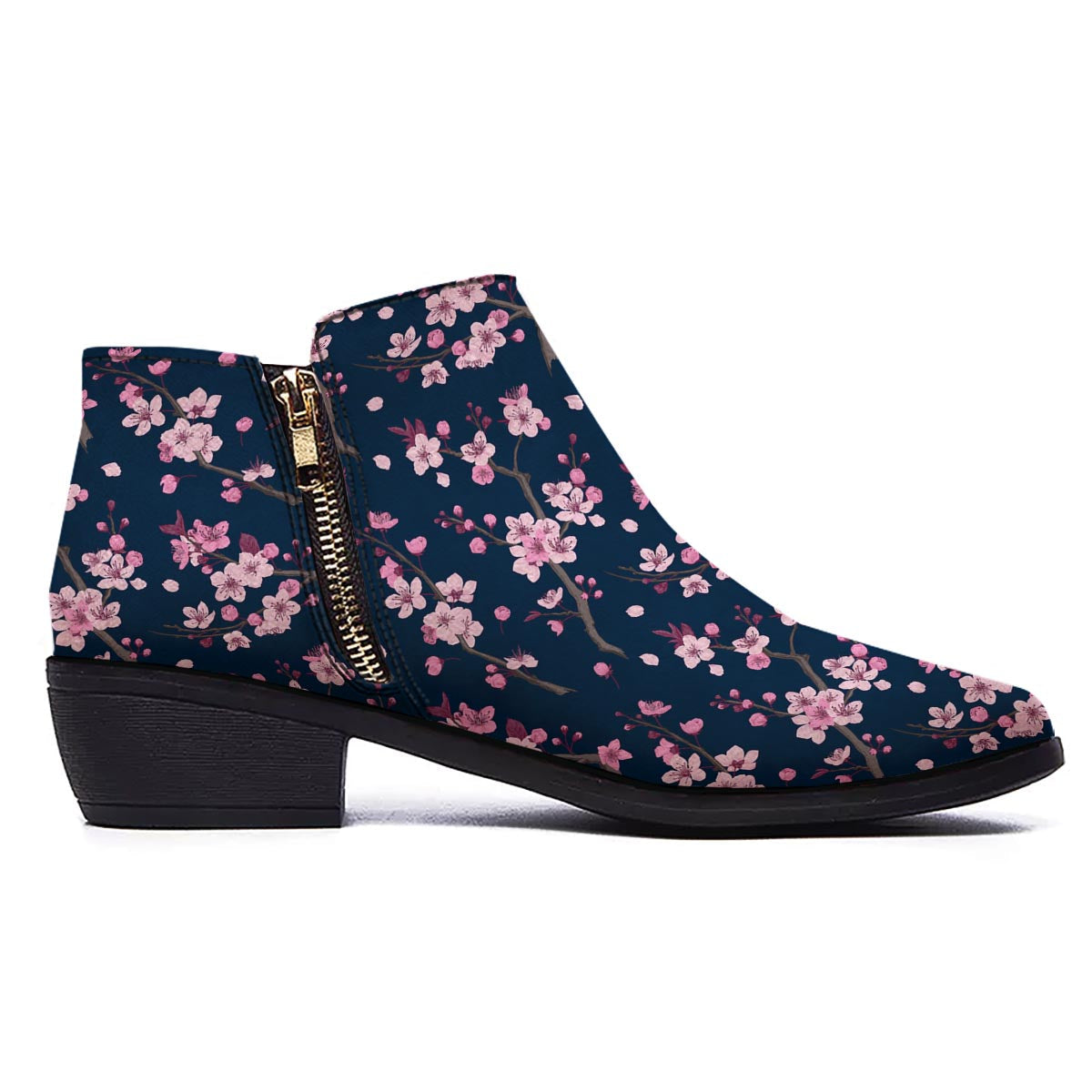 Cherry Blossom Sakura Print Pattern Ankle Boots-grizzshop