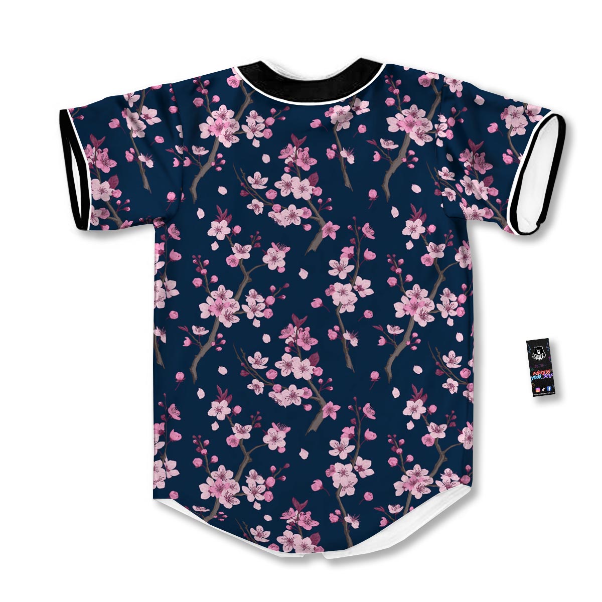 Cherry Blossom Sakura Print Pattern Baseball Jersey-grizzshop