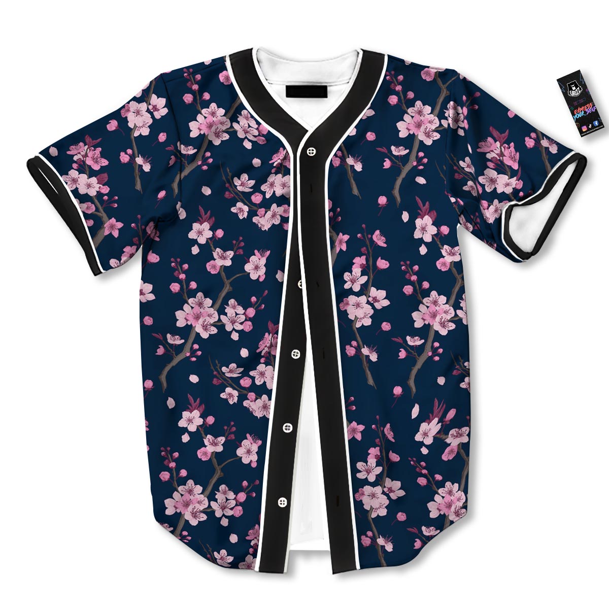 Cherry Blossom Sakura Print Pattern Baseball Jersey-grizzshop