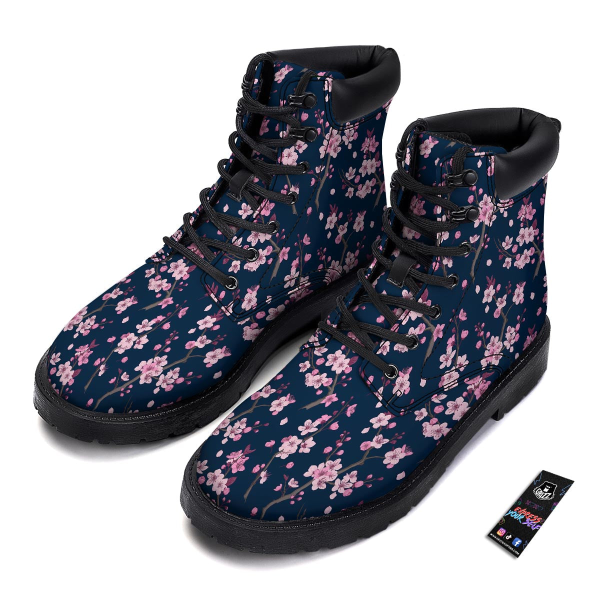 Cherry Blossom Sakura Print Pattern Boots-grizzshop