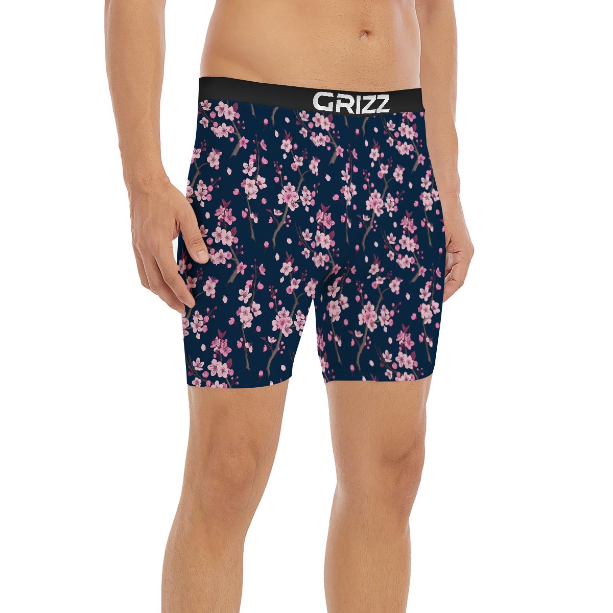 Cherry Blossom Sakura Print Pattern Boxer Briefs-grizzshop