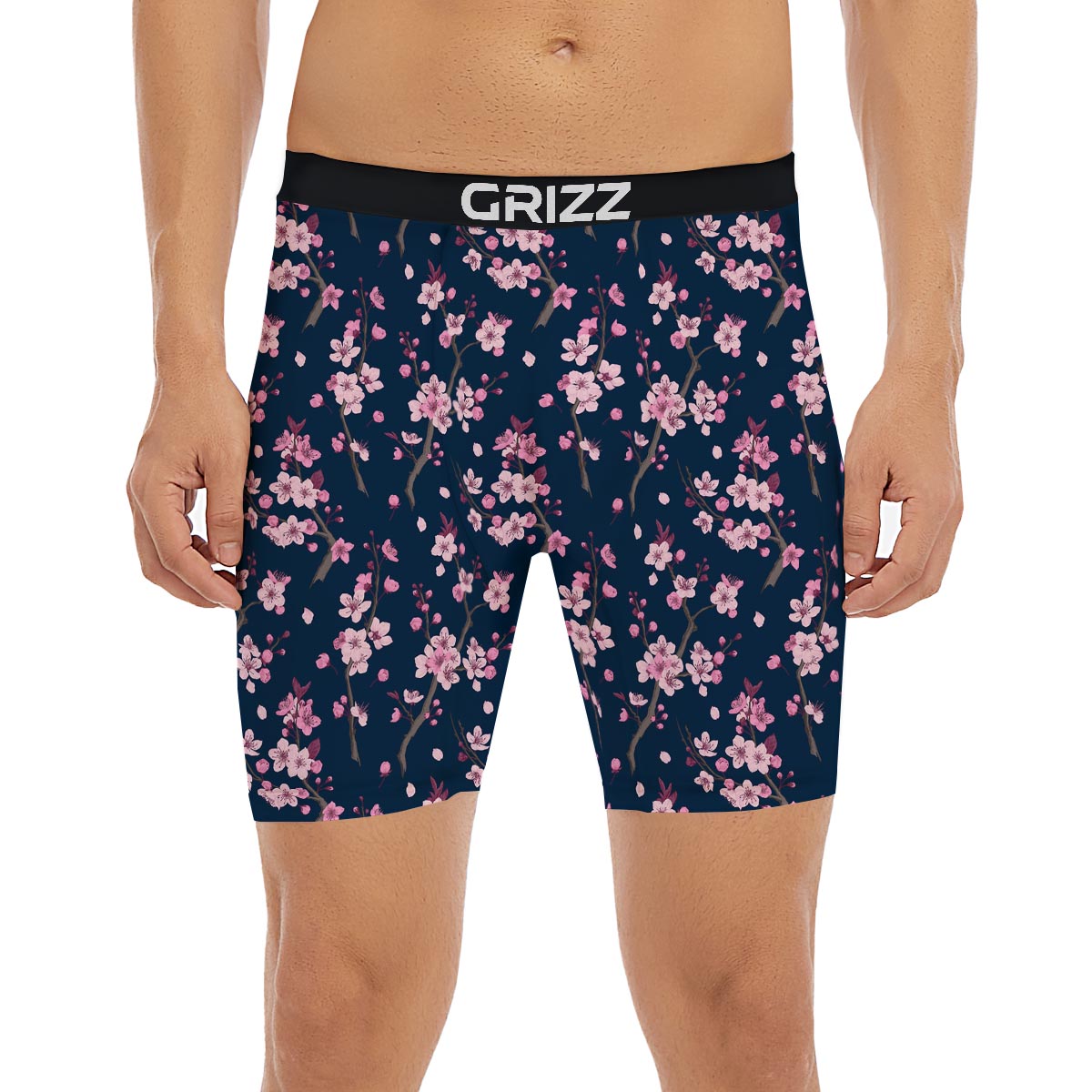 Cherry Blossom Sakura Print Pattern Boxer Briefs-grizzshop