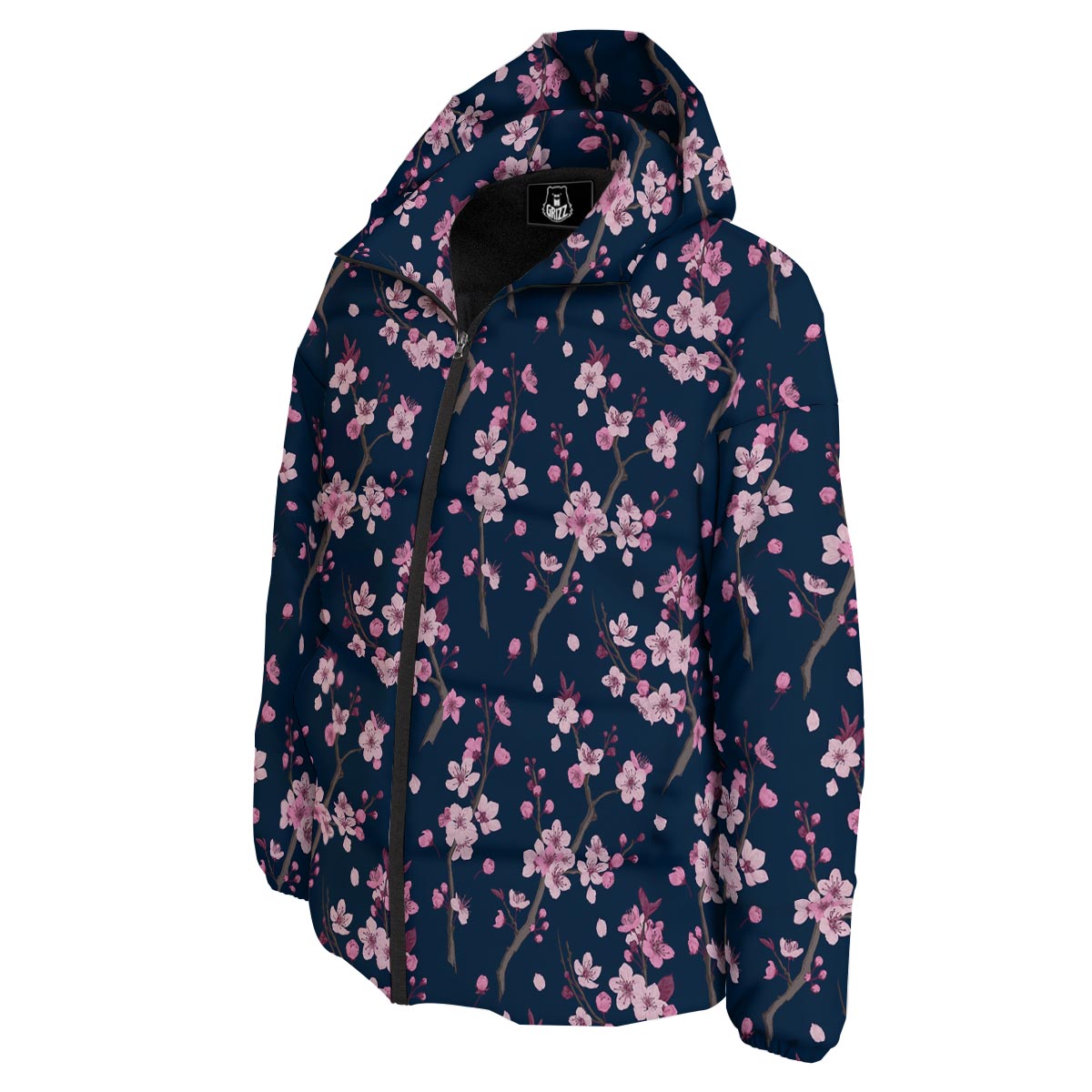 Cherry Blossom Sakura Print Pattern Down Jacket-grizzshop