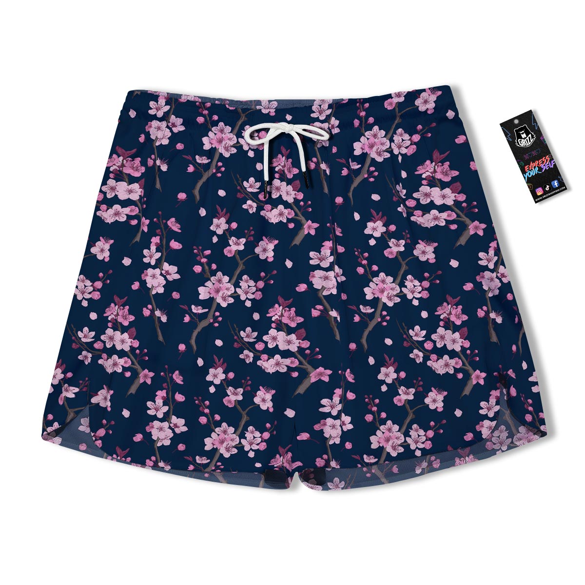 Cherry Blossom Sakura Print Pattern Men's Running Shorts-grizzshop