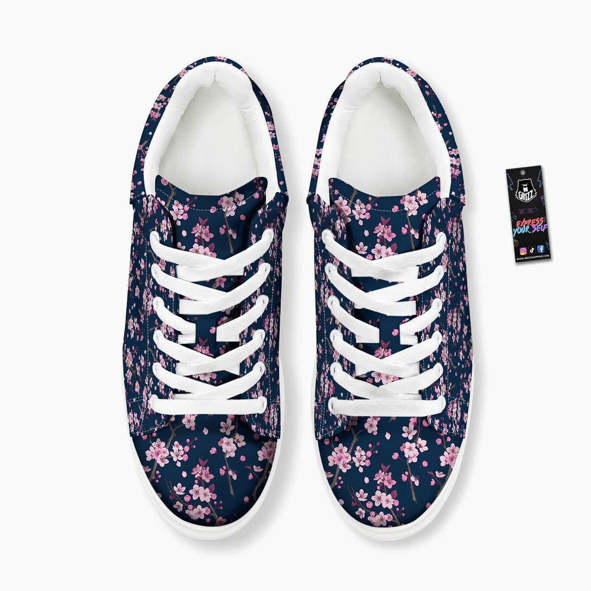 Cherry Blossom Sakura Print Pattern Platform Shoes-grizzshop