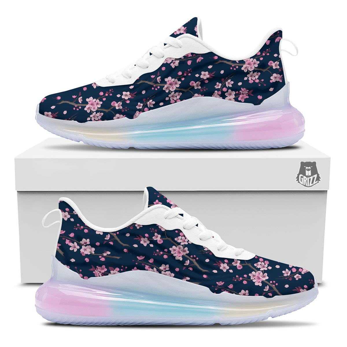 Cherry Blossom Sakura Print Pattern Running Sneakers-grizzshop