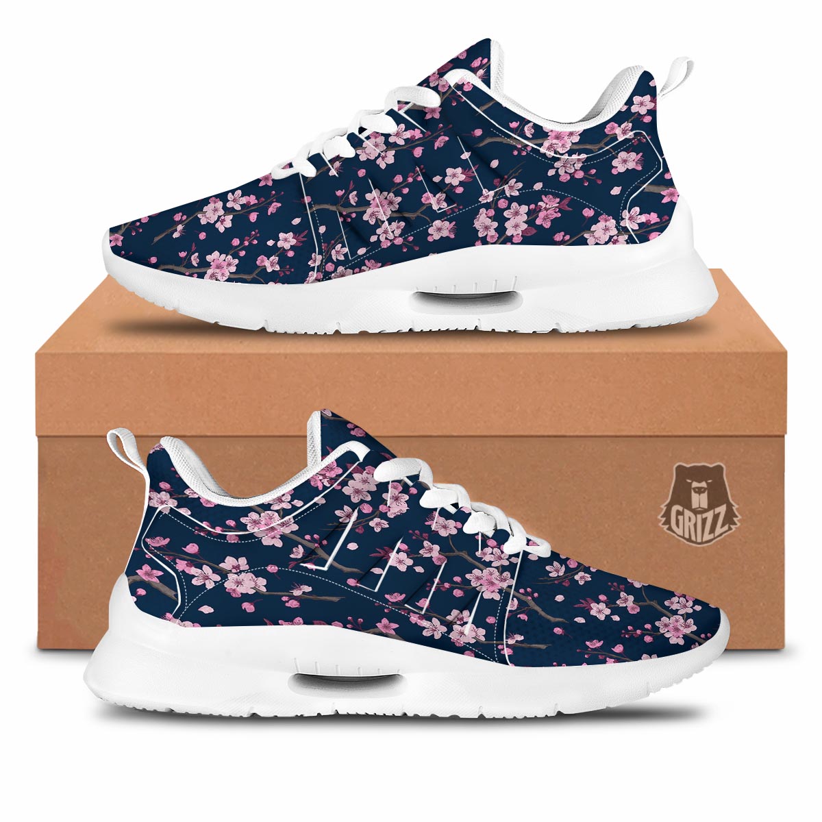 Cherry Blossom Sakura Print Pattern Tennis Shoes-grizzshop
