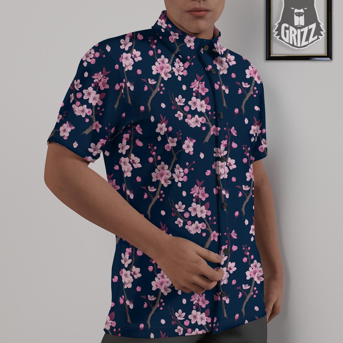 Cherry Blossom Sakura Print Pattern Untucked Shirts-grizzshop