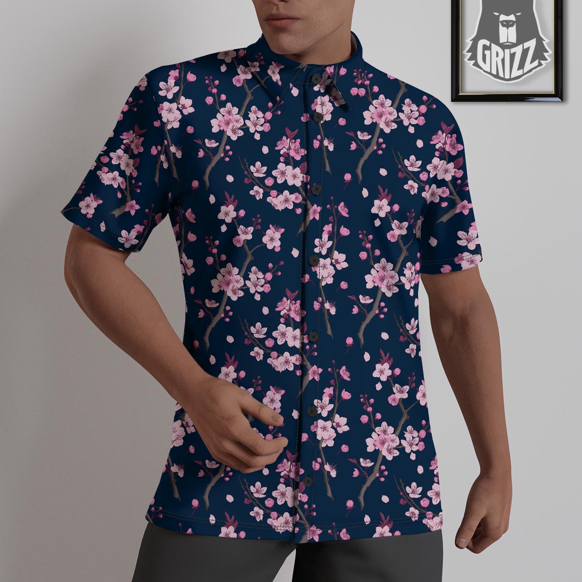 Cherry Blossom Sakura Print Pattern Untucked Shirts-grizzshop