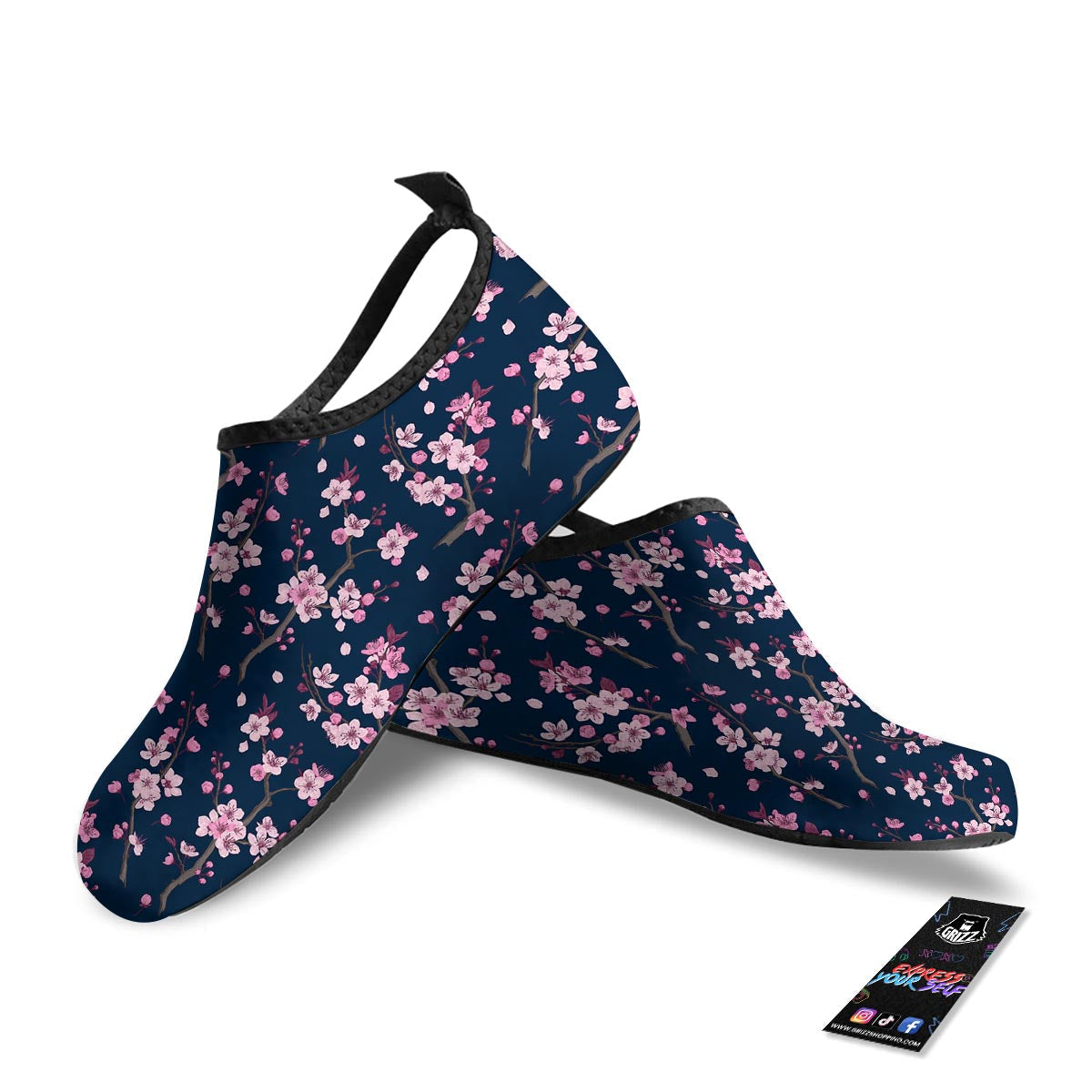 Cherry Blossom Sakura Print Pattern Water Shoes-grizzshop