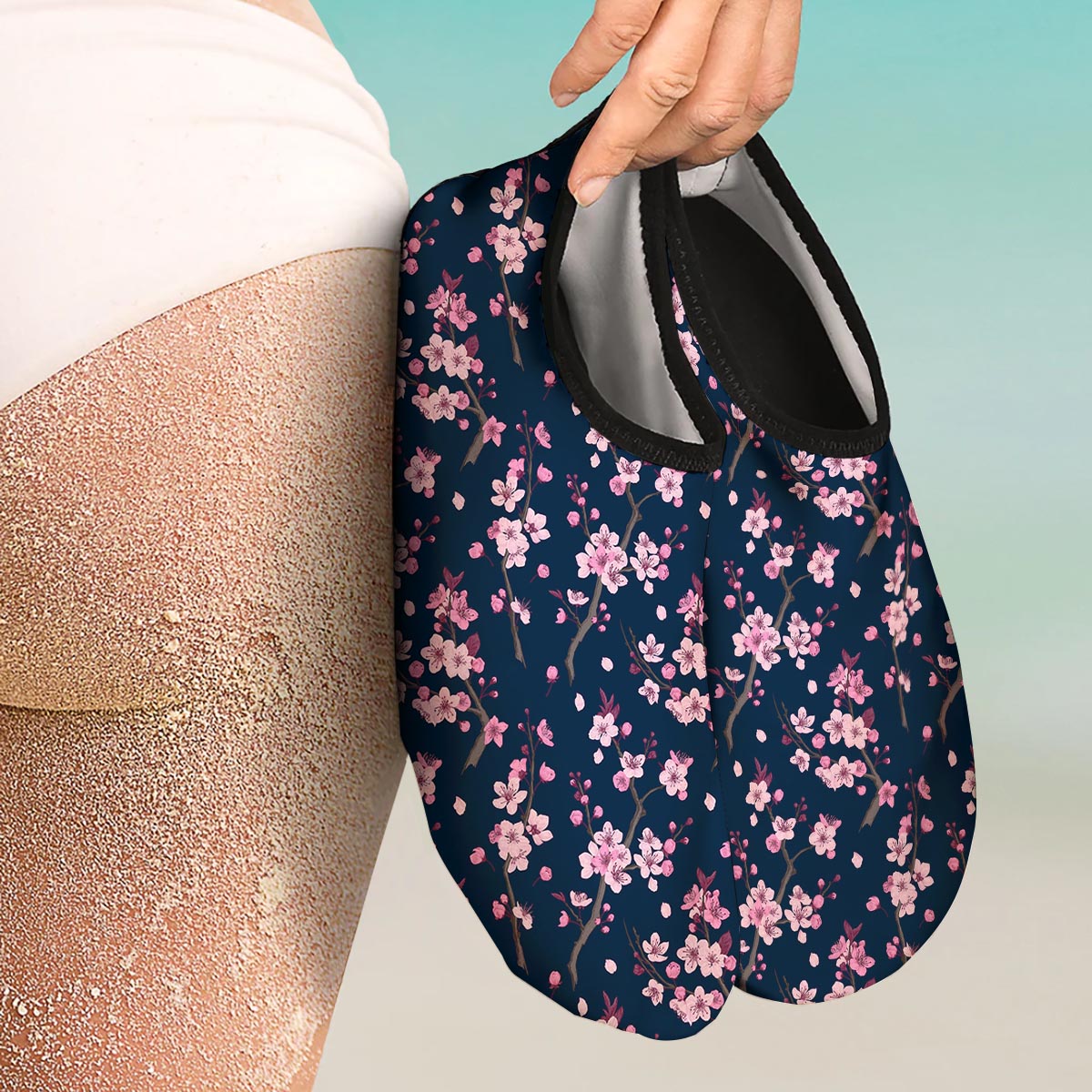 Cherry Blossom Sakura Print Pattern Water Shoes-grizzshop