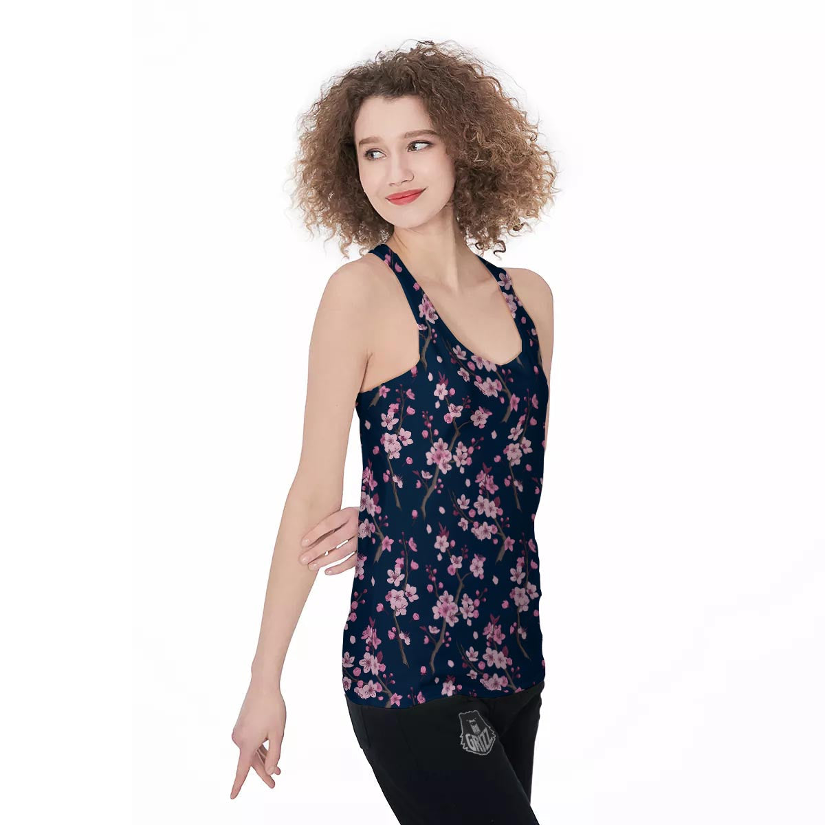 Cherry Blossom Sakura Print Pattern Women's Racerback Tank Top-grizzshop