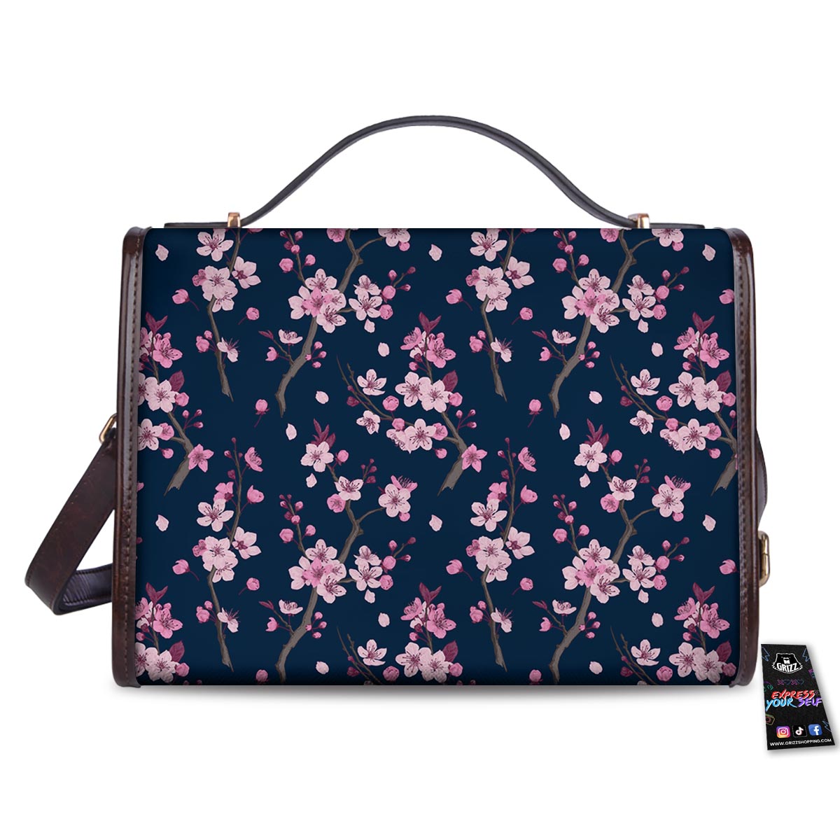 Cherry Blossom Sakura Print Pattern Women's Satchel Bag-grizzshop