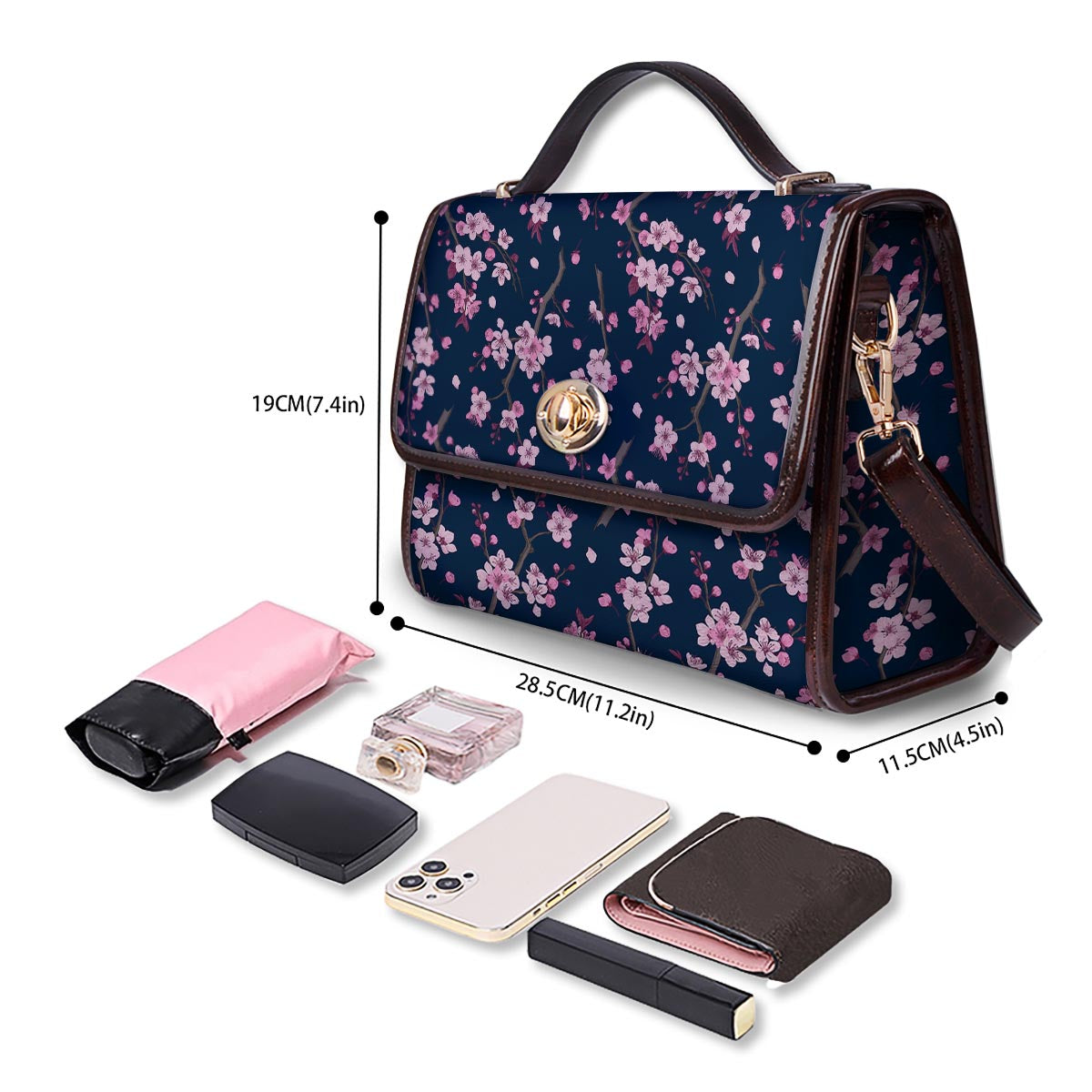 Cherry Blossom Sakura Print Pattern Women's Satchel Bag-grizzshop