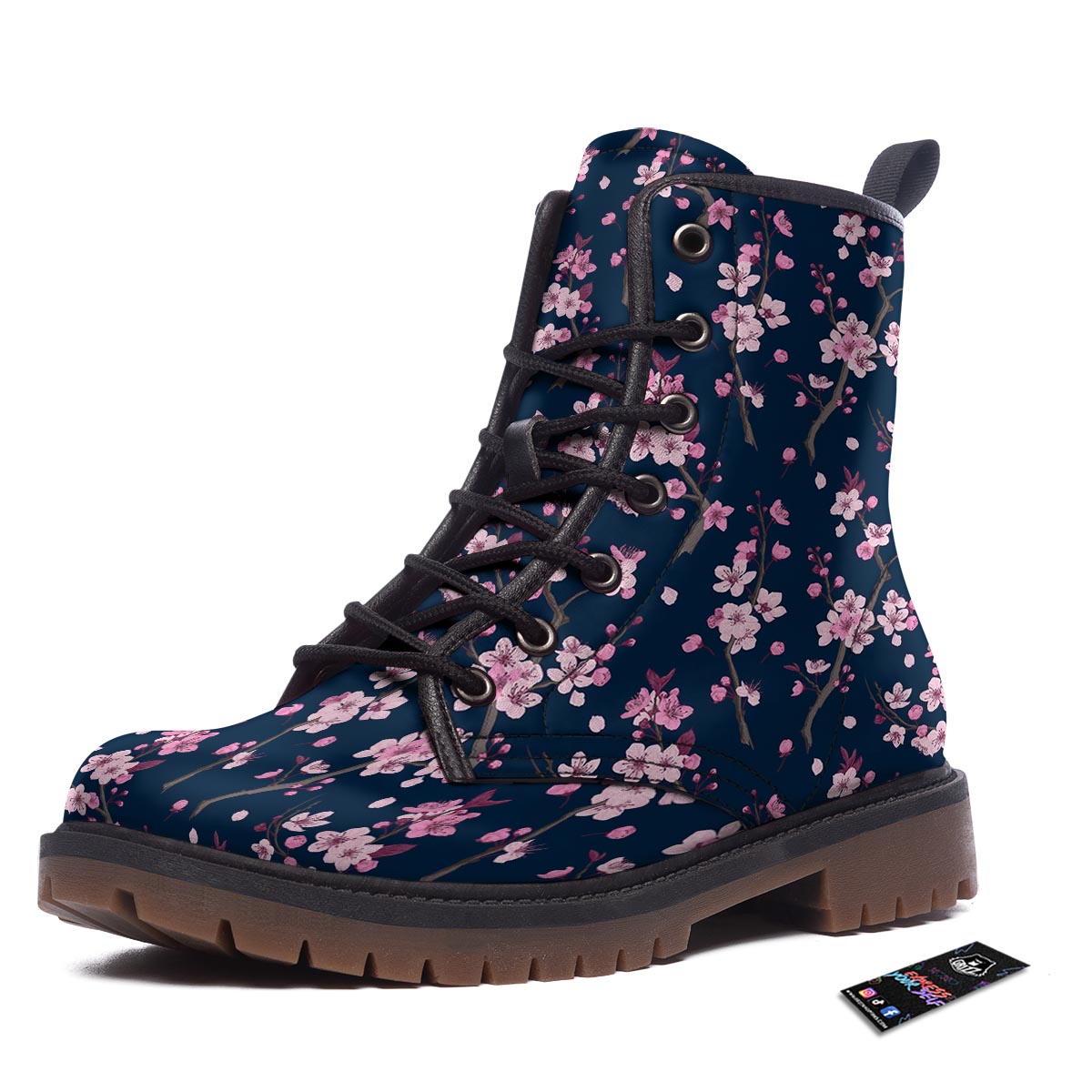 Cherry Blossom Sakura Print Pattern Work Boots-grizzshop