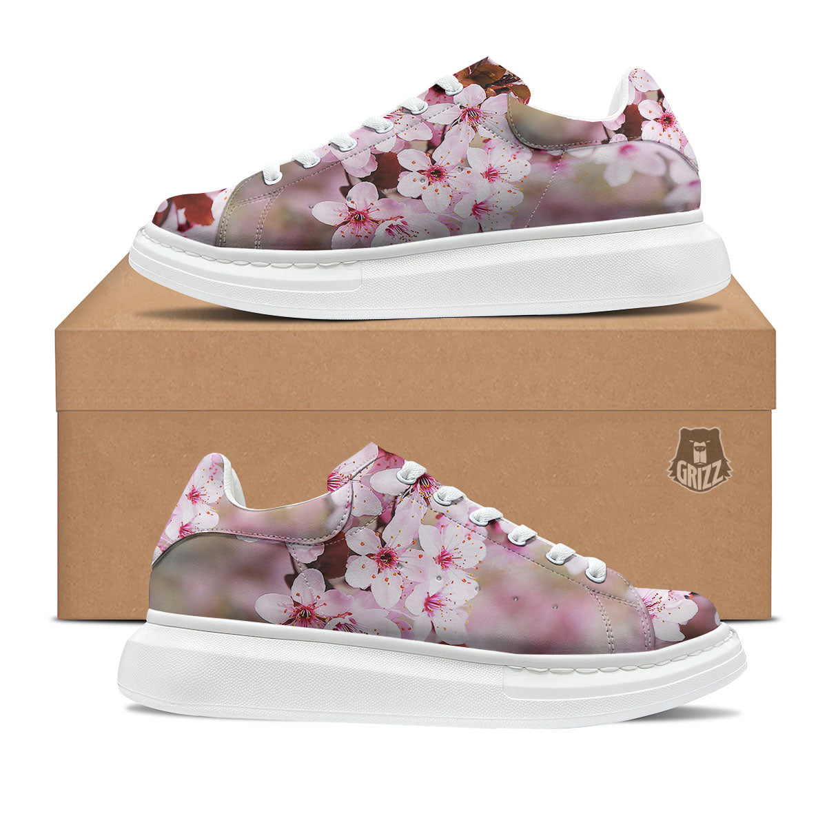 Cherry Blossom Sakura Print Platform Shoes-grizzshop
