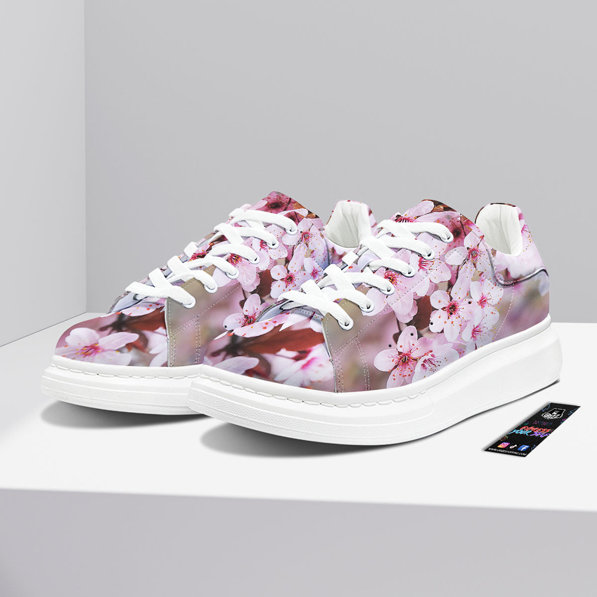 Cherry Blossom Sakura Print Platform Shoes-grizzshop