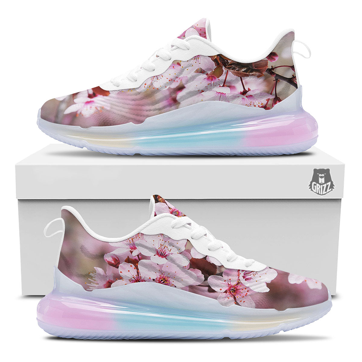 Cherry Blossom Sakura Print Running Sneakers-grizzshop