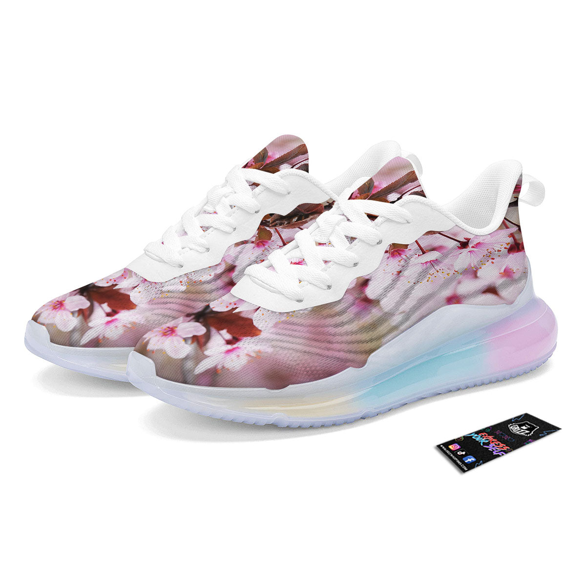 Cherry Blossom Sakura Print Running Sneakers-grizzshop