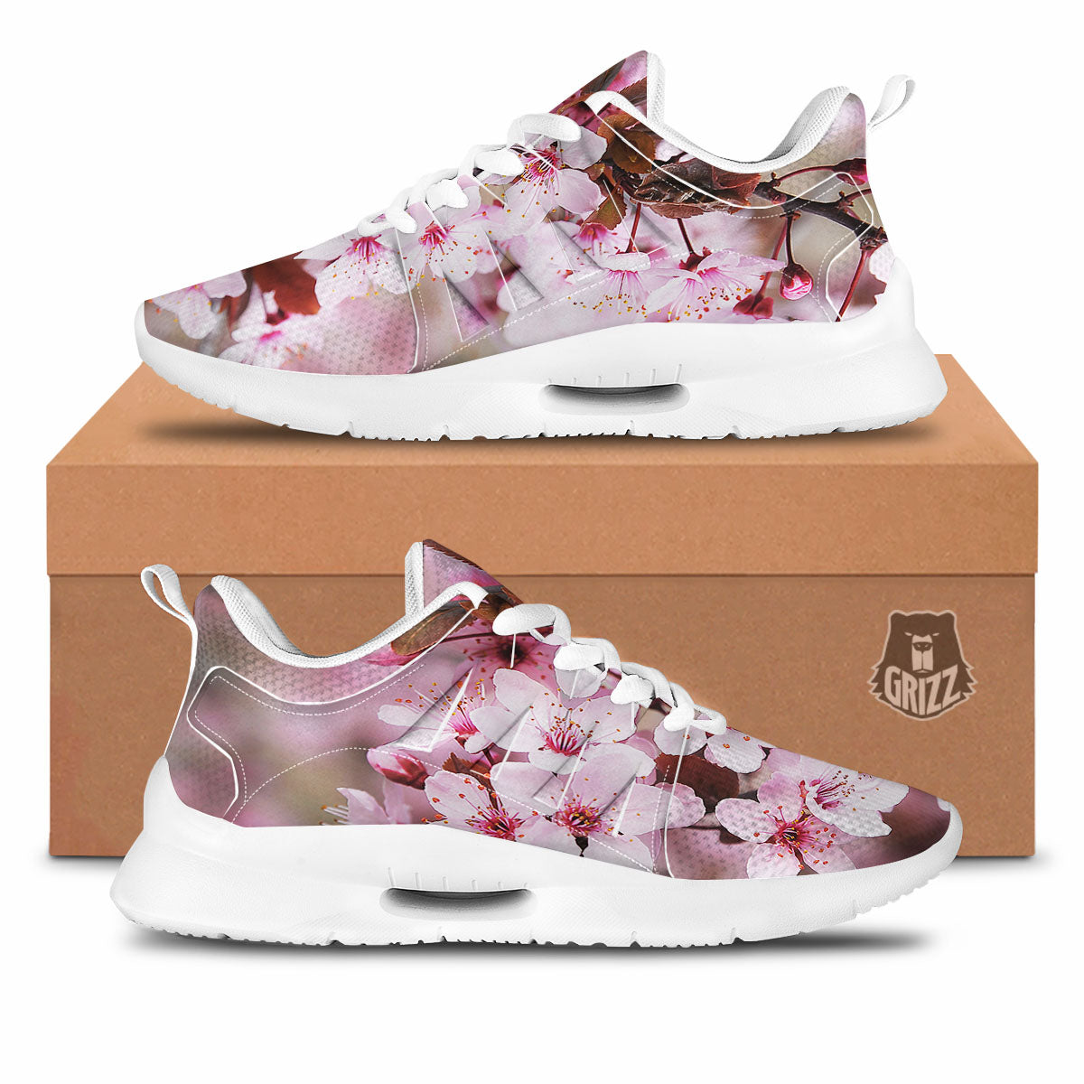 Cherry Blossom Sakura Print Tennis Shoes-grizzshop