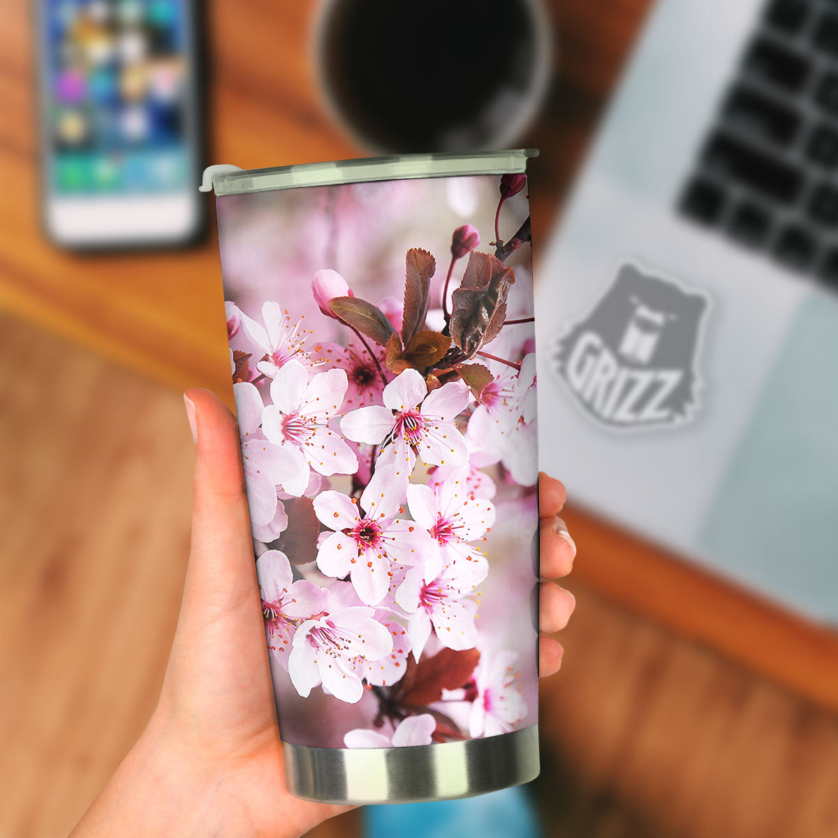 Cherry Blossom Sakura Print Tumbler-grizzshop