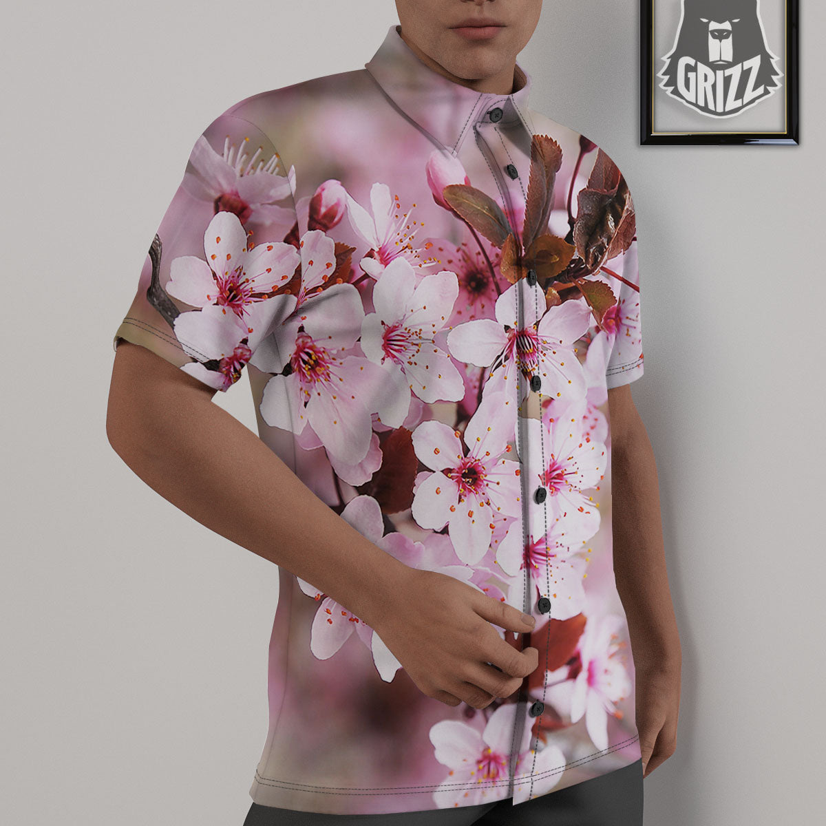 Cherry Blossom Sakura Print Untucked Shirts-grizzshop