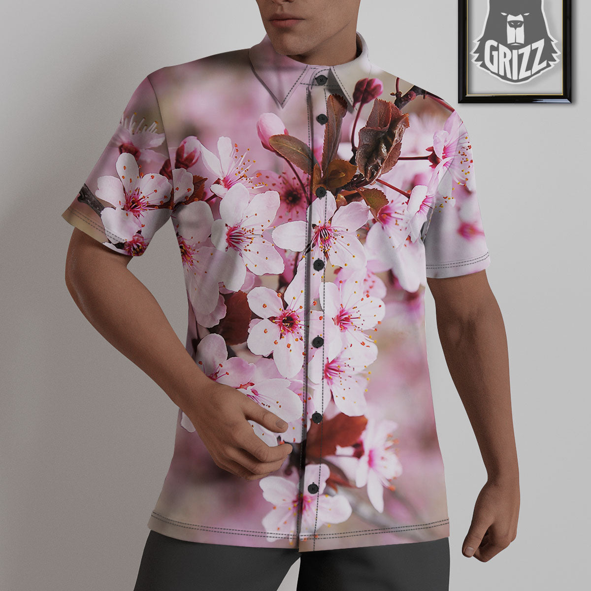 Cherry Blossom Sakura Print Untucked Shirts-grizzshop