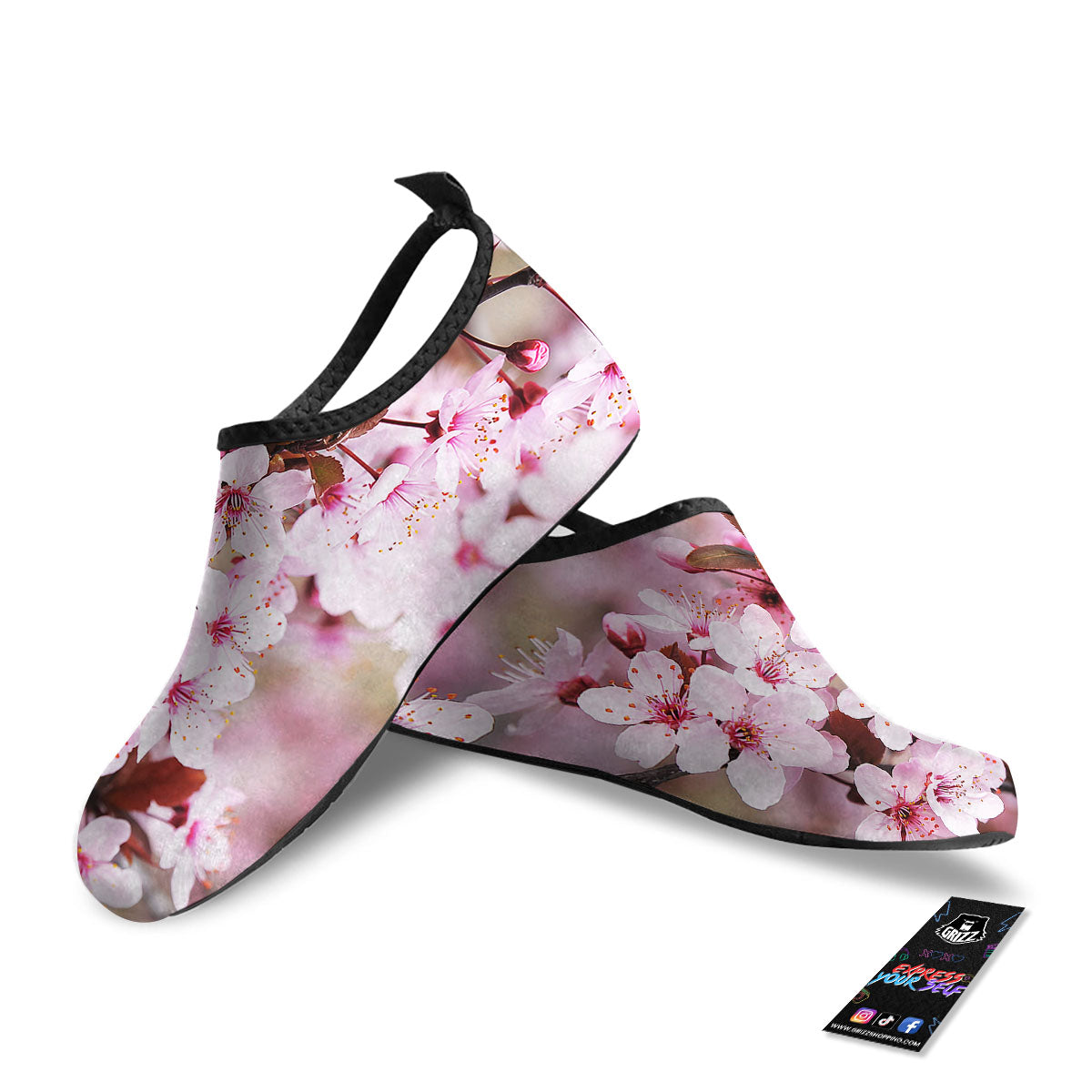 Cherry Blossom Sakura Print Water Shoes-grizzshop