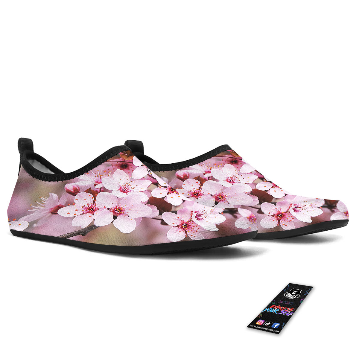 Cherry Blossom Sakura Print Water Shoes-grizzshop