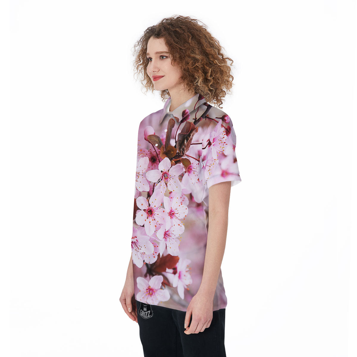 Cherry Blossom Sakura Print Women's Golf Shirts-grizzshop