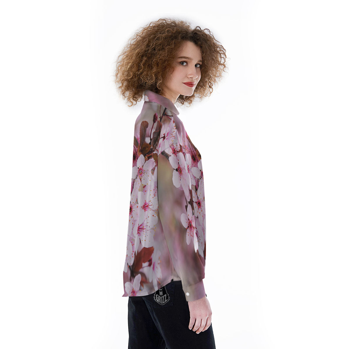 Cherry Blossom Sakura Print Women's Long Sleeve Shirts-grizzshop