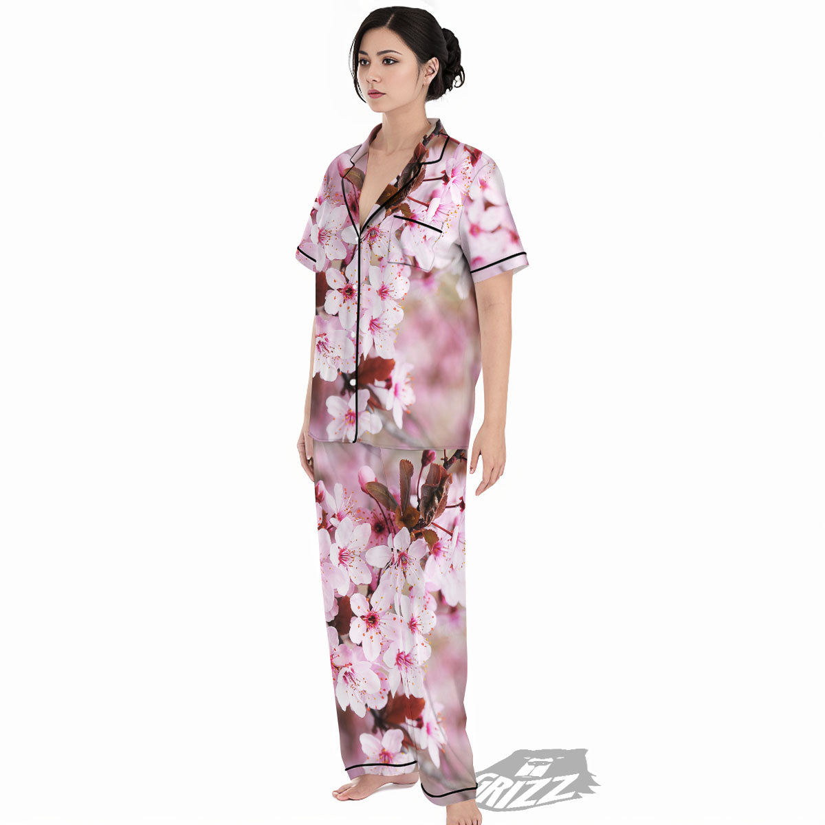 Cherry Blossom Sakura Print Women's Pajamas Set-grizzshop