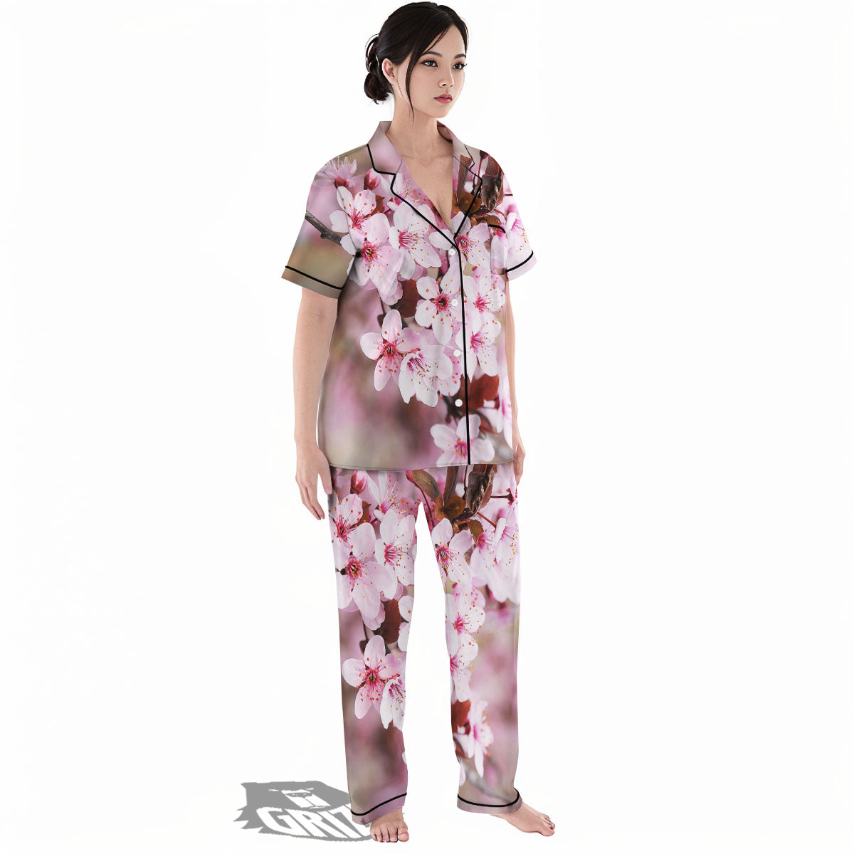 Cherry Blossom Sakura Print Women's Pajamas Set-grizzshop