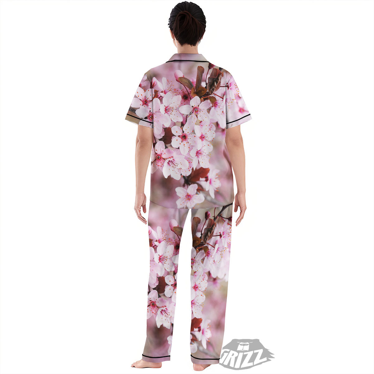 Cherry Blossom Sakura Print Women's Pajamas Set-grizzshop