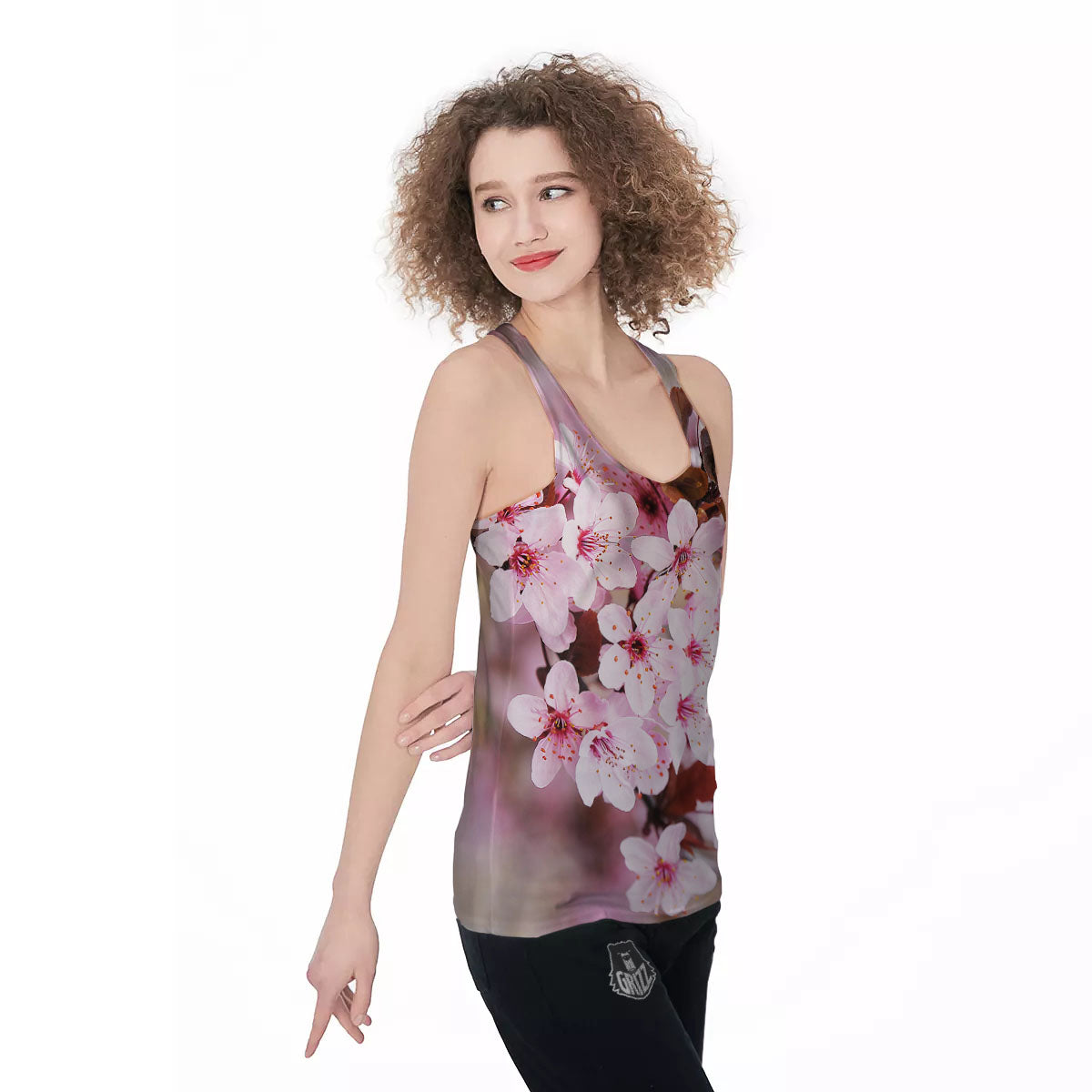 Cherry Blossom Sakura Print Women's Racerback Tank Top-grizzshop