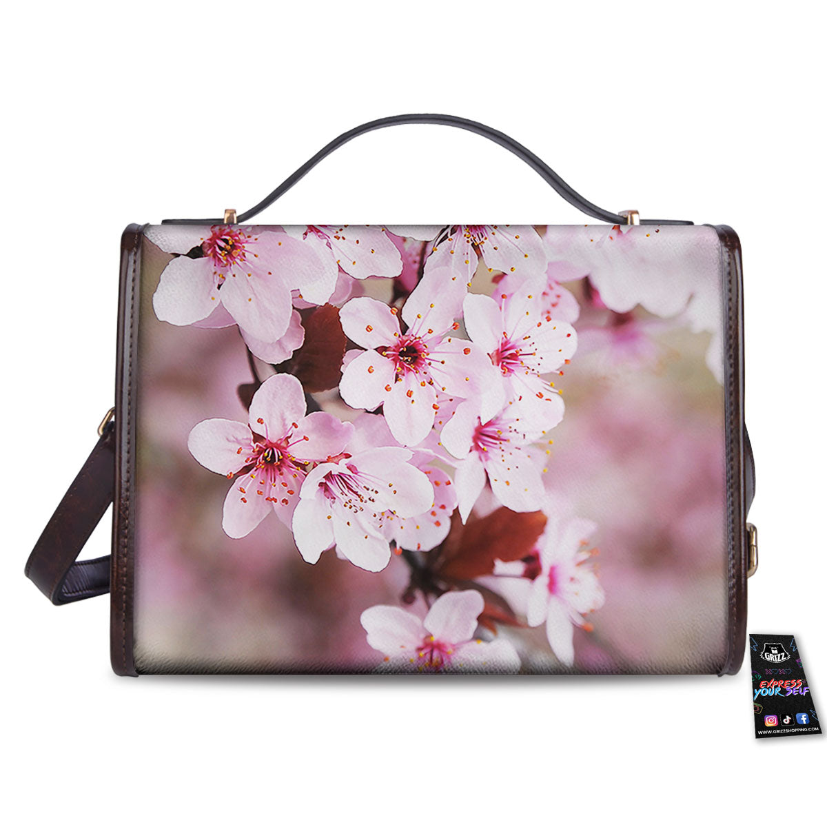 Cherry Blossom Sakura Print Women's Satchel Bag-grizzshop