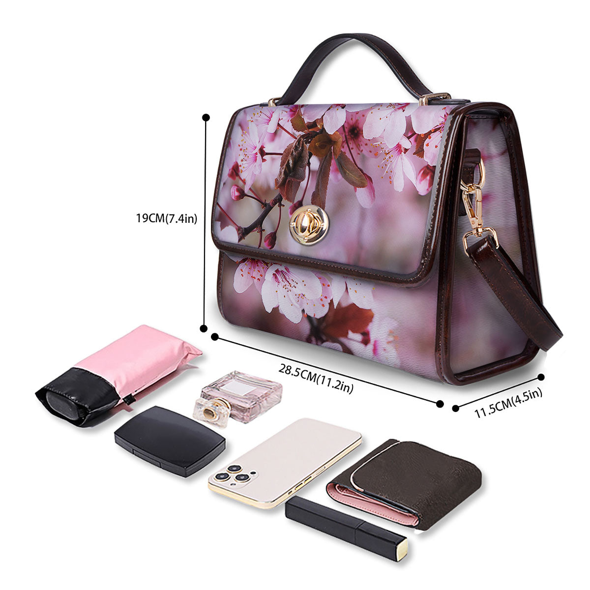 Cherry Blossom Sakura Print Women's Satchel Bag-grizzshop