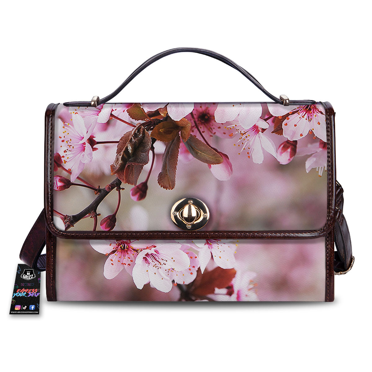 Cherry Blossom Sakura Print Women's Satchel Bag-grizzshop