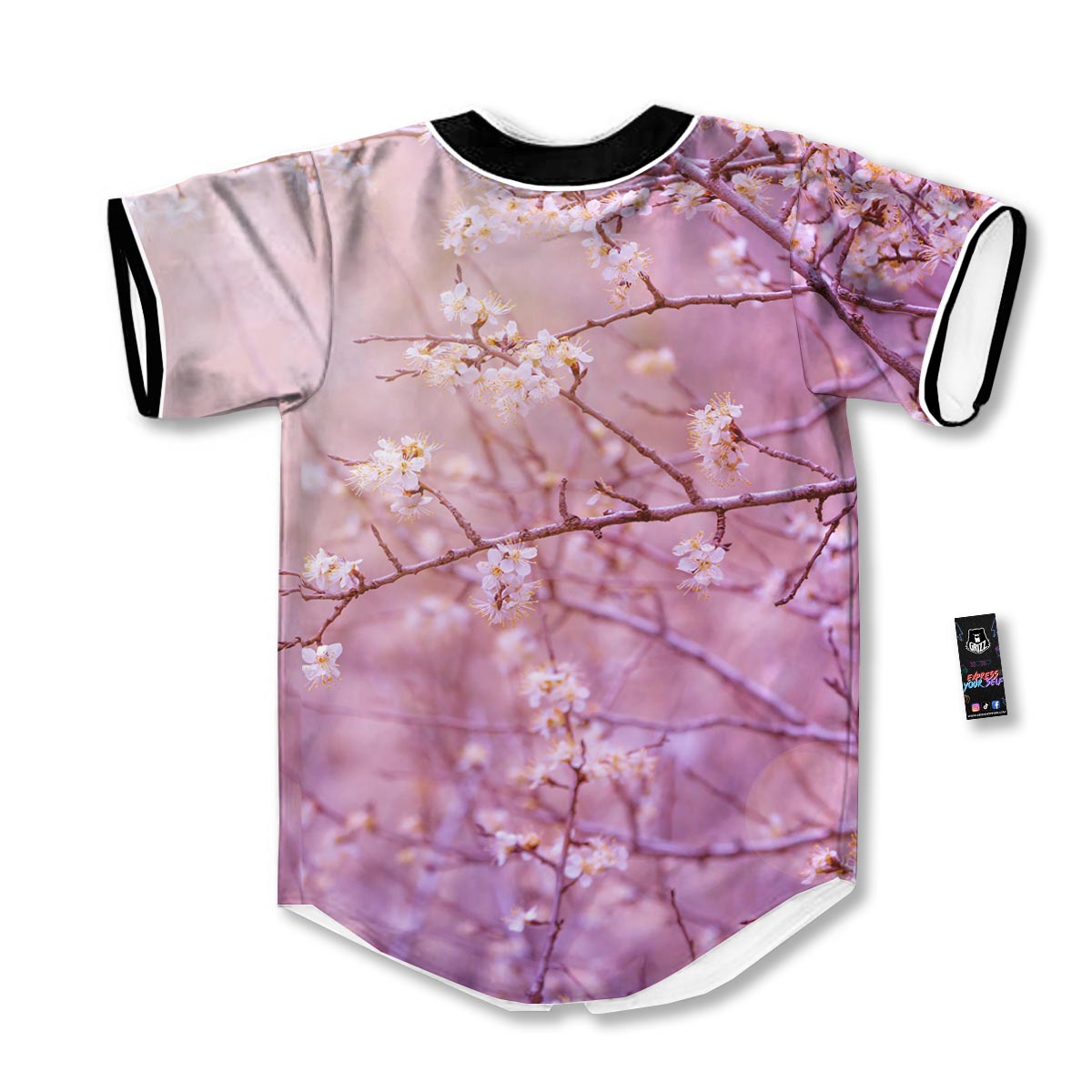 Cherry Blossom Sunrise Japanese Print Baseball Jersey-grizzshop