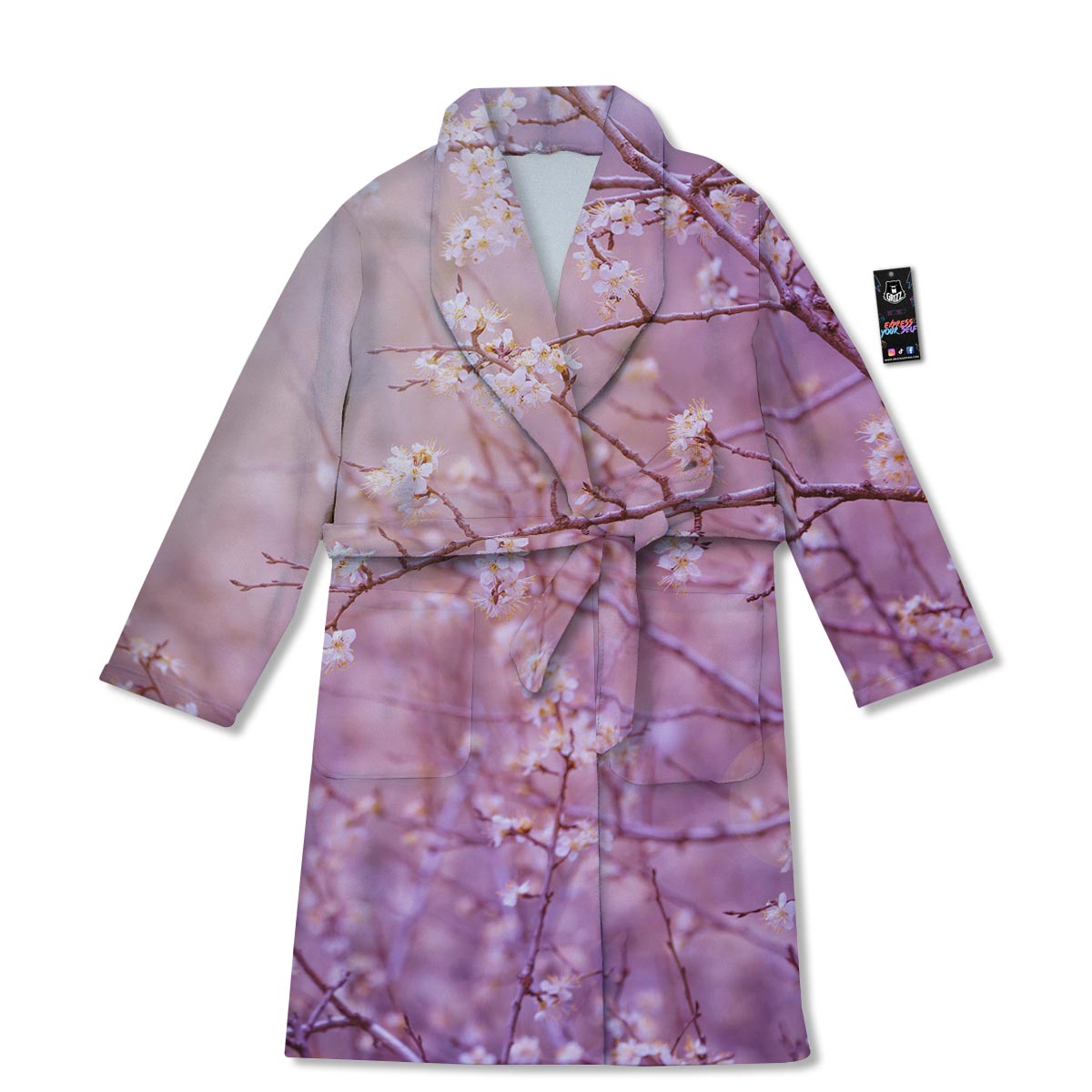 Cherry Blossom Sunrise Japanese Print Bathrobe-grizzshop