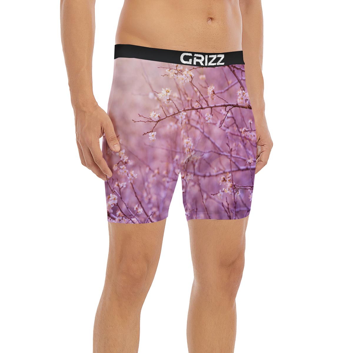 Cherry Blossom Sunrise Japanese Print Boxer Briefs-grizzshop