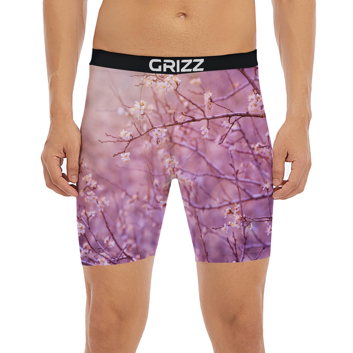Cherry Blossom Sunrise Japanese Print Boxer Briefs-grizzshop