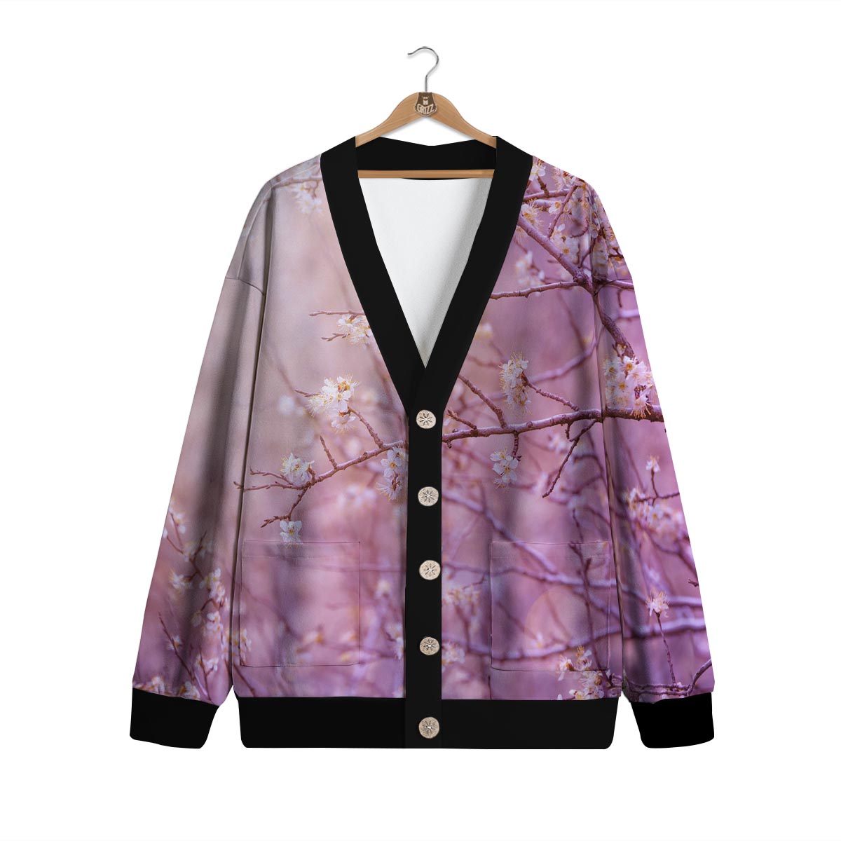 Cherry Blossom Sunrise Japanese Print Cardigan-grizzshop