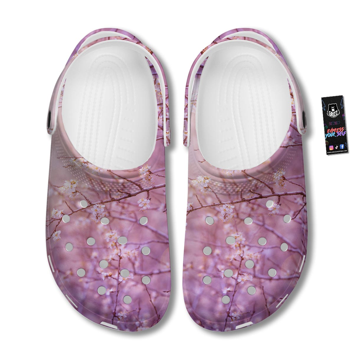 Cherry Blossom Sunrise Japanese Print Clog-grizzshop