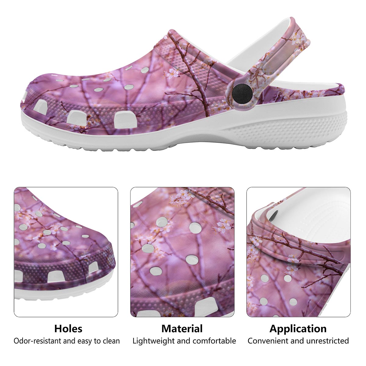 Cherry Blossom Sunrise Japanese Print Clog-grizzshop